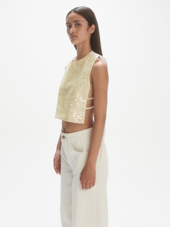Sequin top | off-white yellow sequins