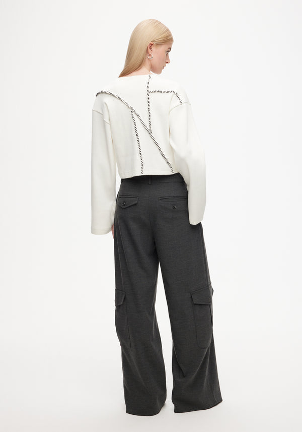 Rib patchwork top | off-white