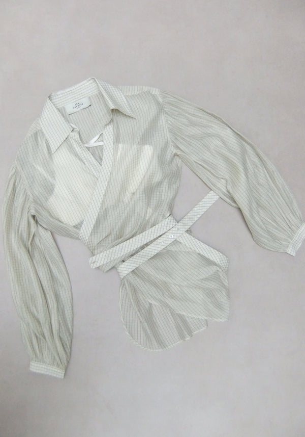 Wrap Shirt with Rib Bra