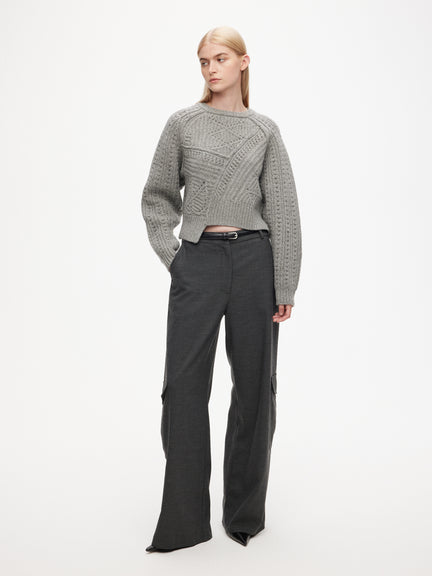 Knitted Cable Patchwork Jumper