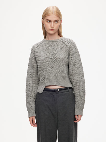 Knitted Cable Patchwork Jumper
