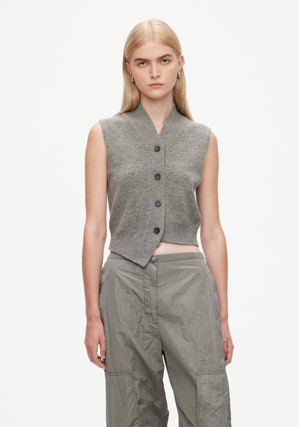 Knitted small cardigan | grey melange