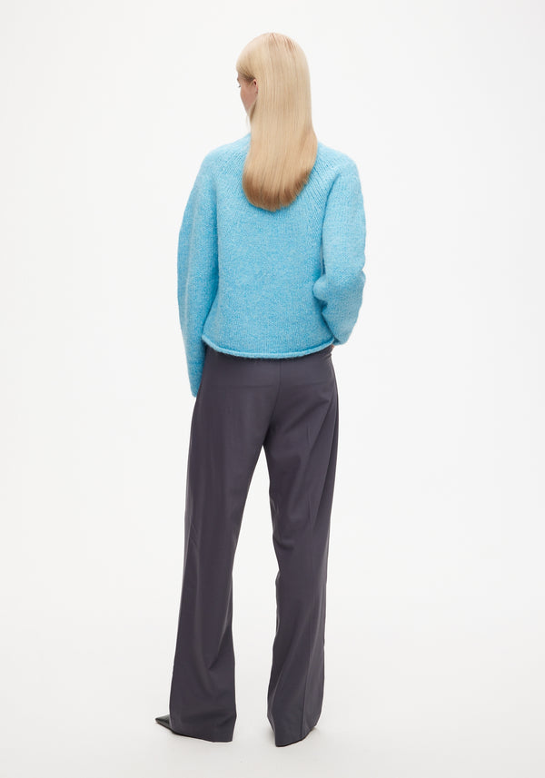 Knitted high neck jumper | arctic blue