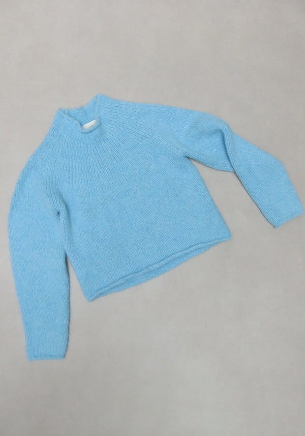 Knitted high neck jumper | arctic blue