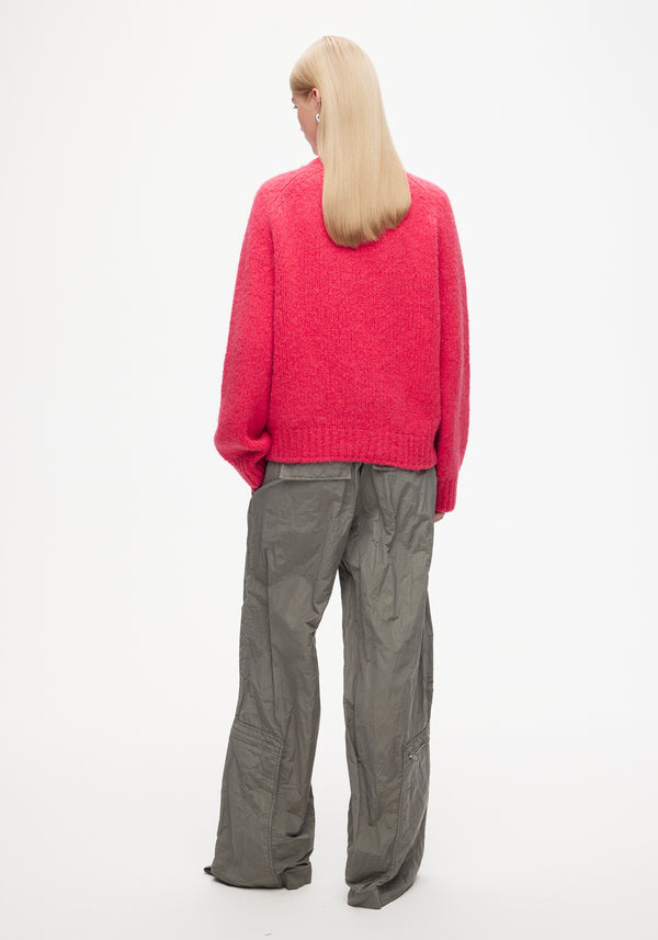 Knitted crew neck jumper | rose red