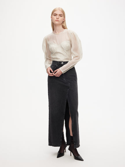 Long Denim Skirt