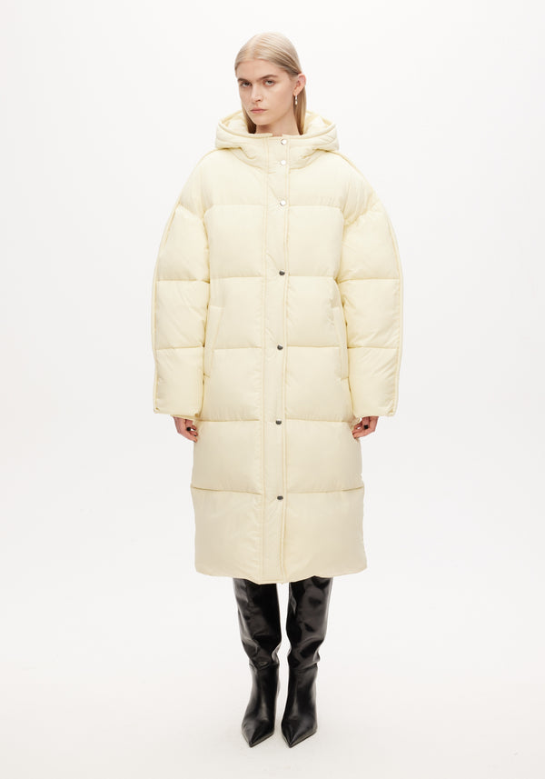 Long puffer coat | Pale lime