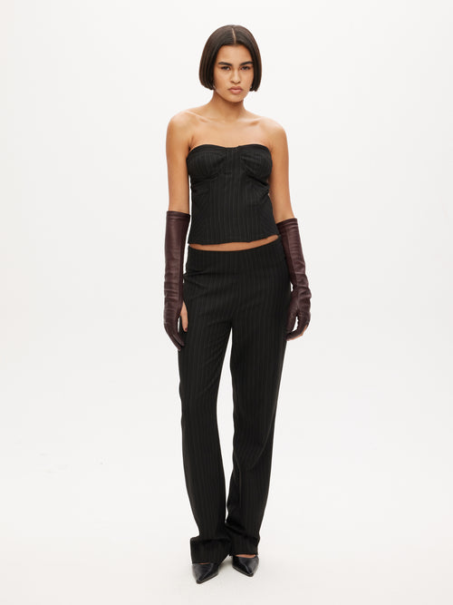 Mid Waist Straight Leg Trousers