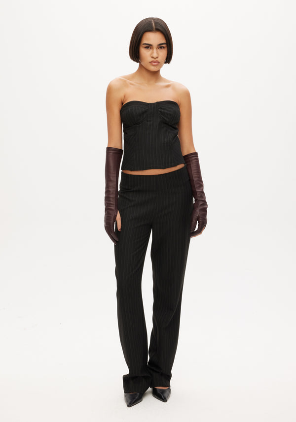 Mid Waist Straight Leg Trousers