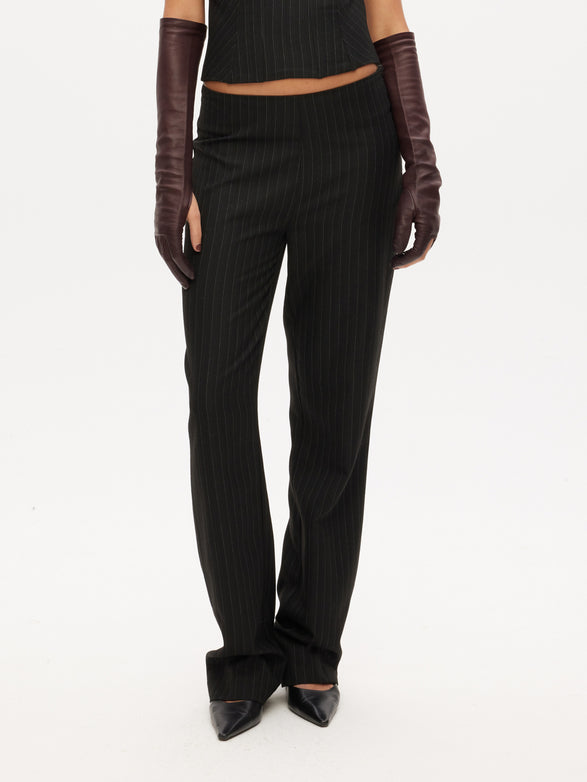 Mid Waist Straight Leg Trousers