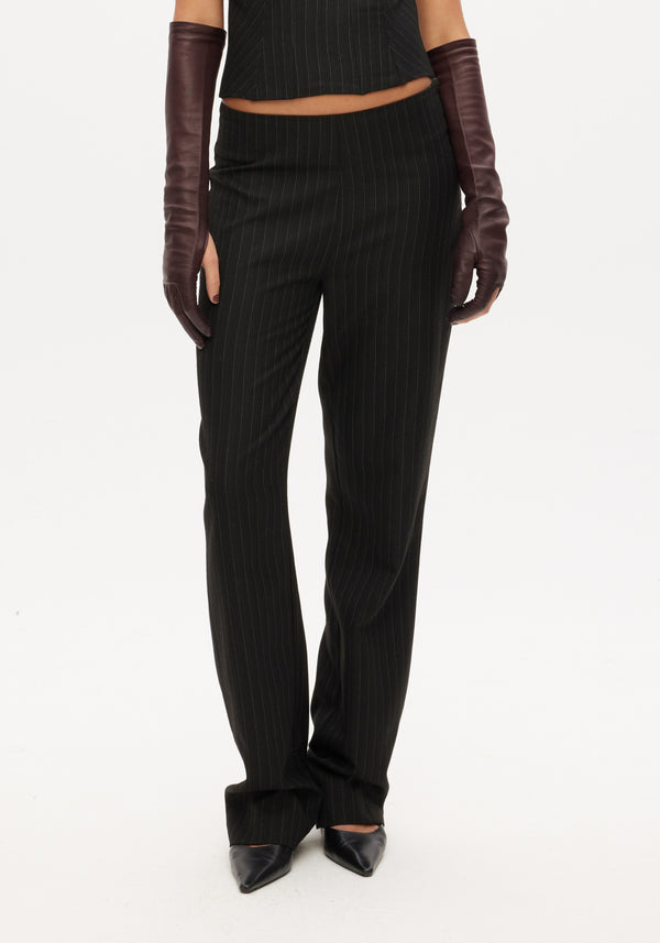 Mid Waist Straight Leg Trousers