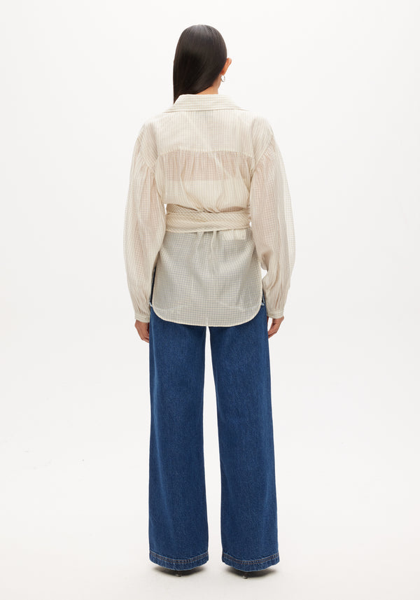 Wrap Shirt with Rib Bra