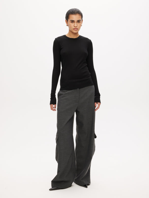 Rib Crew Neck Top