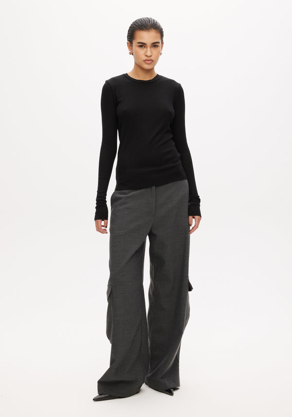 Rib Crew Neck Top