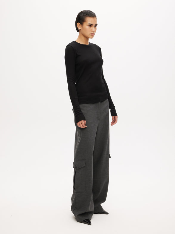 Rib Crew Neck Top