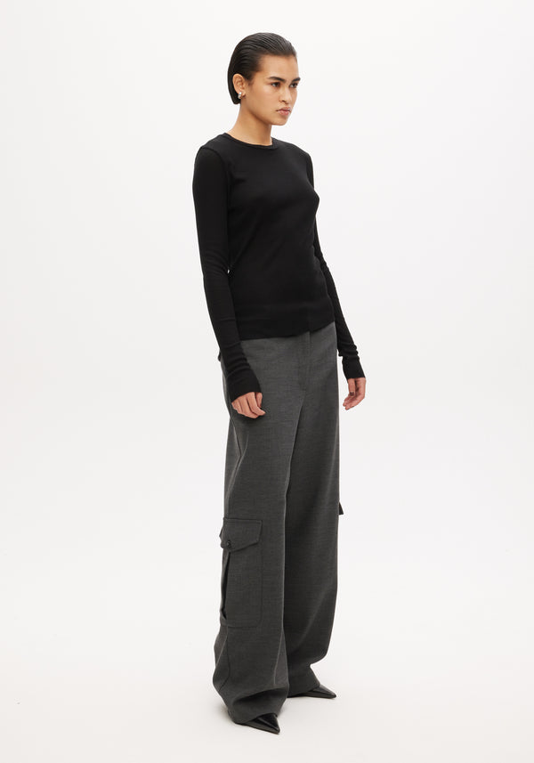 Rib Crew Neck Top