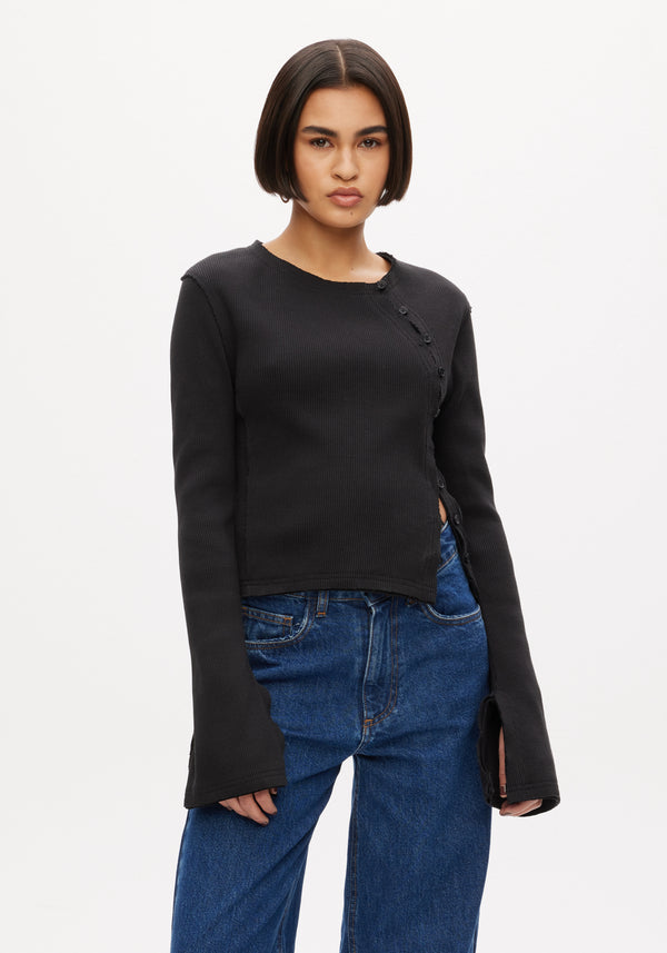 Rib Top with Button Closure