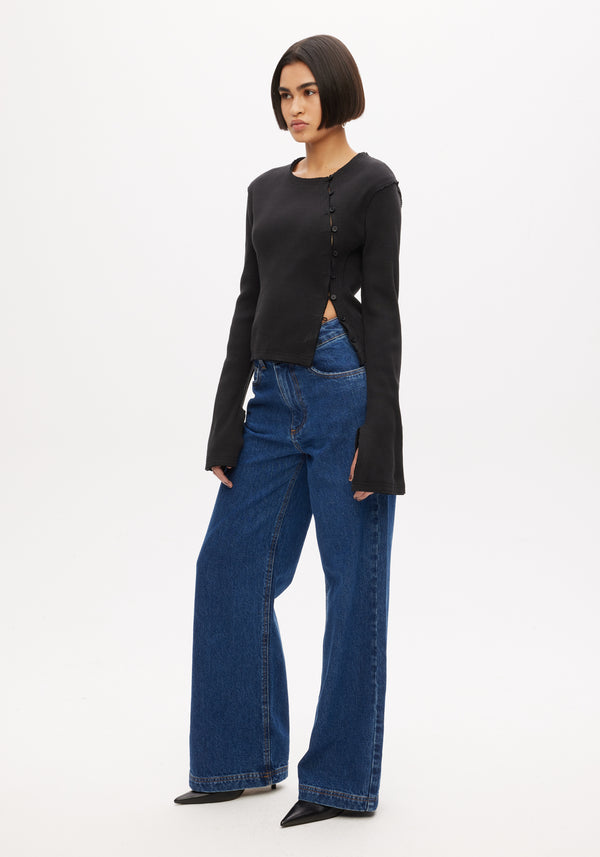 Rib Top with Button Closure