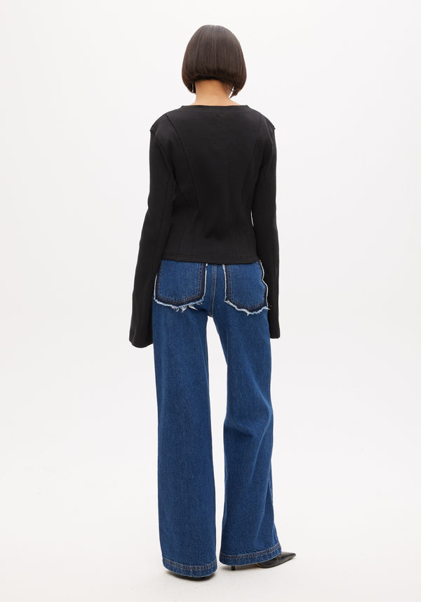 Rib Top with Button Closure