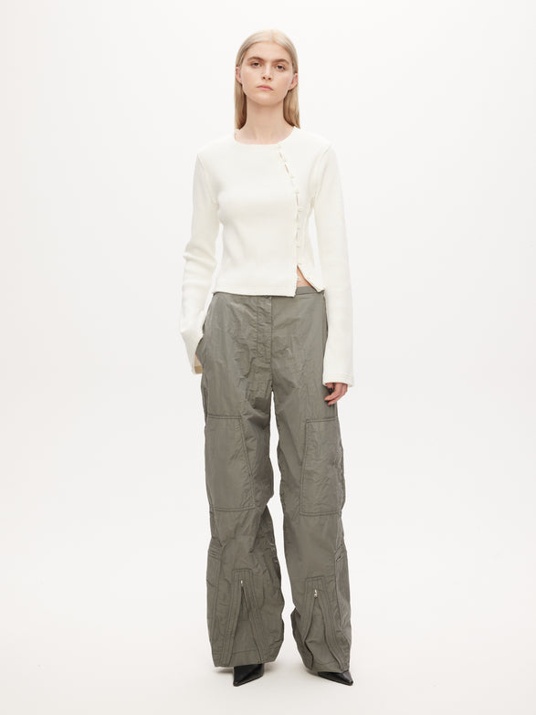 Rib Top with Button Closure