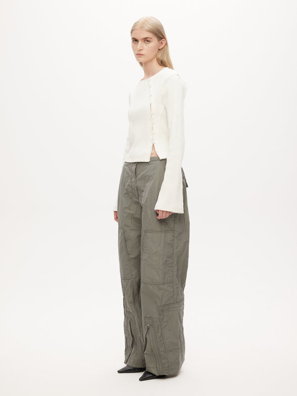 Rib Top with Button Closure