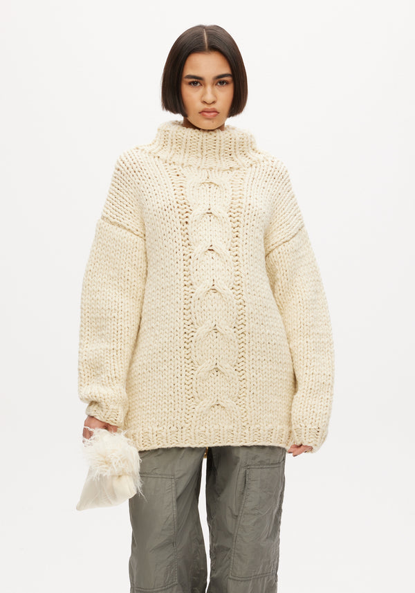 Hand knitted oversized jumper | boucle