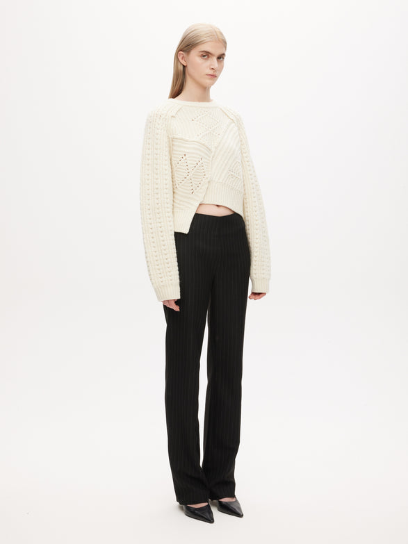 Knitted cable patchwork jumper | off-white