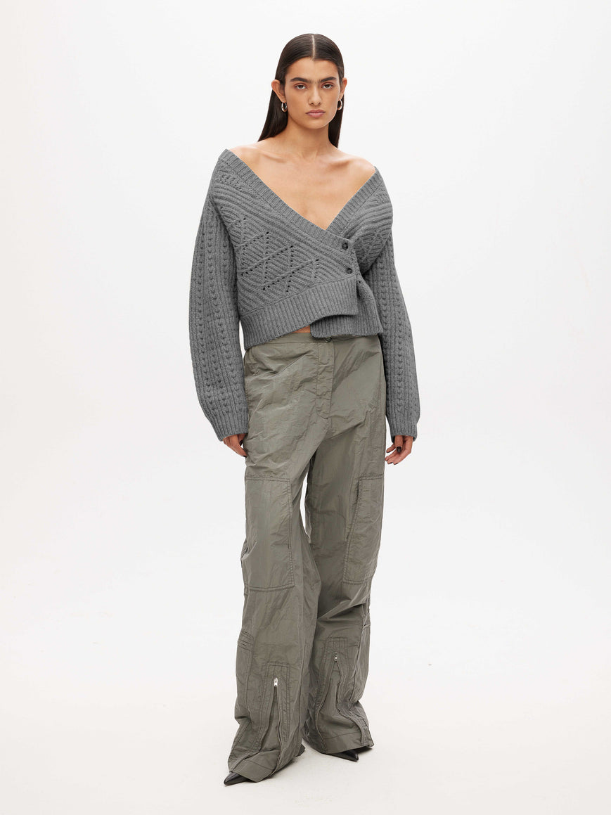 Knitted Cable Patchwork Cardigan