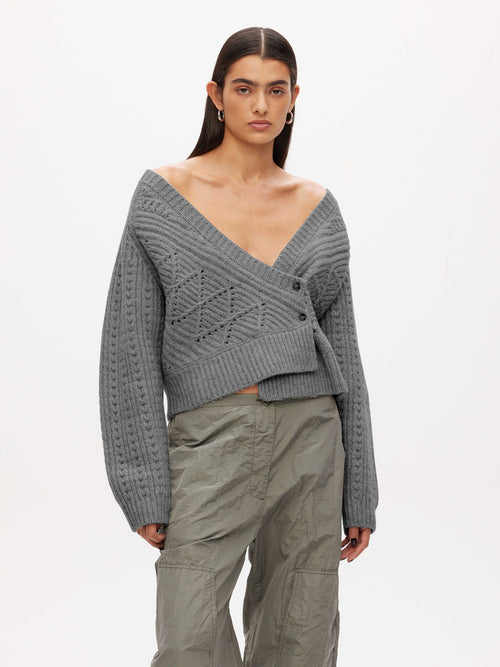 Knitted Cable Patchwork Cardigan
