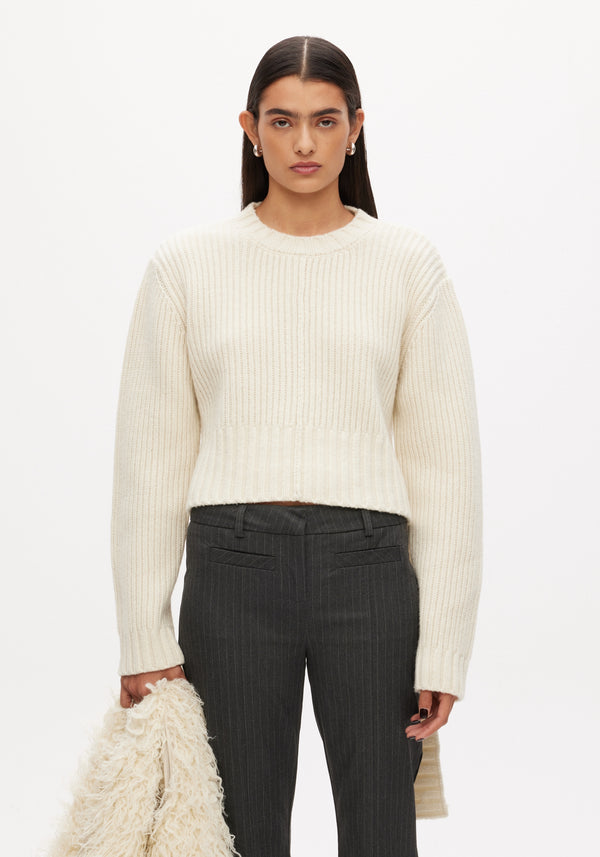 Knitted loose rib jumper | off-white