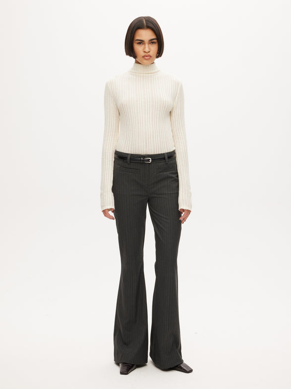 Mid Waist Flare Trousers