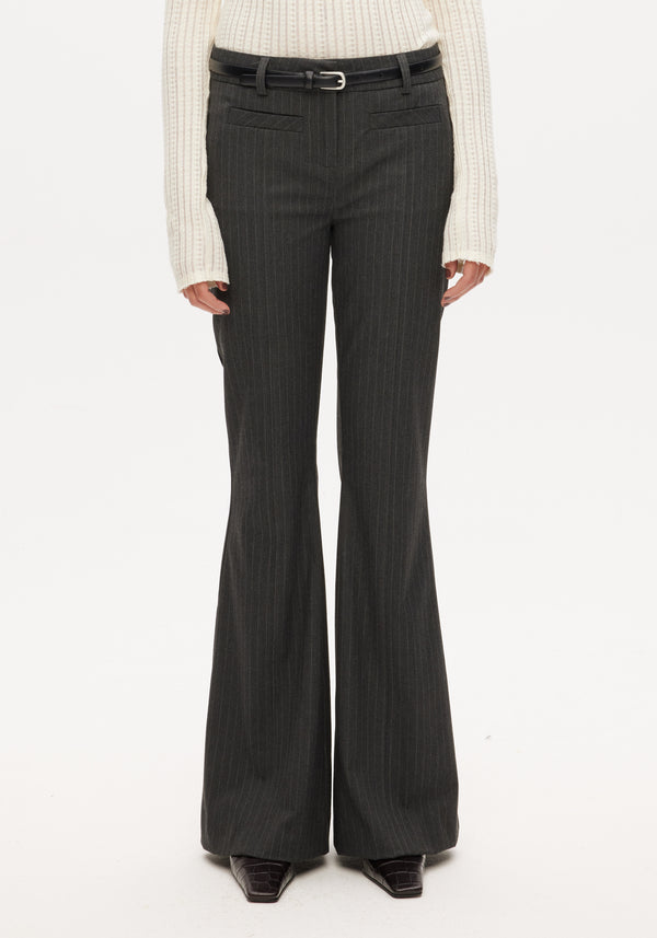 Mid Waist Flare Trousers