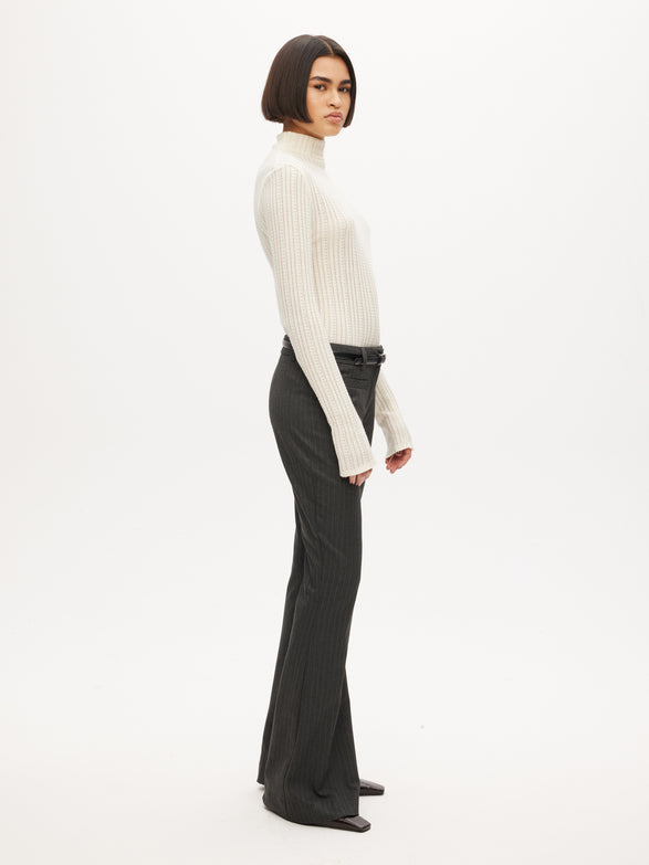 Mid Waist Flare Trousers