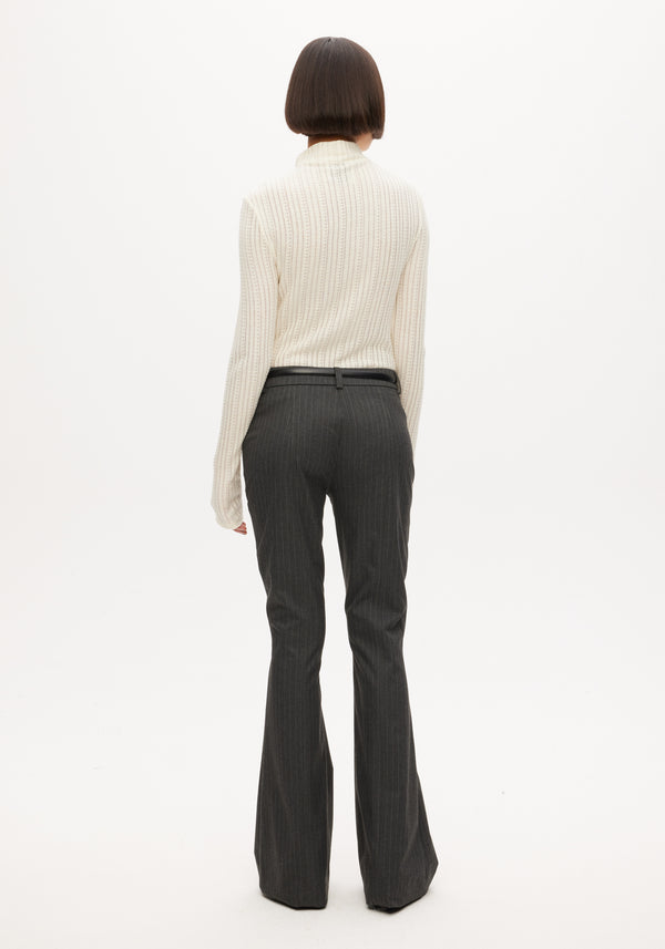 Mid Waist Flare Trousers