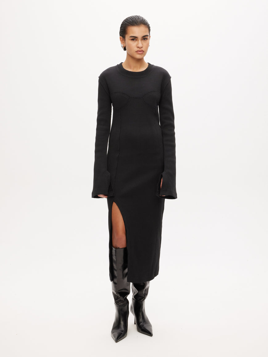 Rib Bustier Seaming Dress