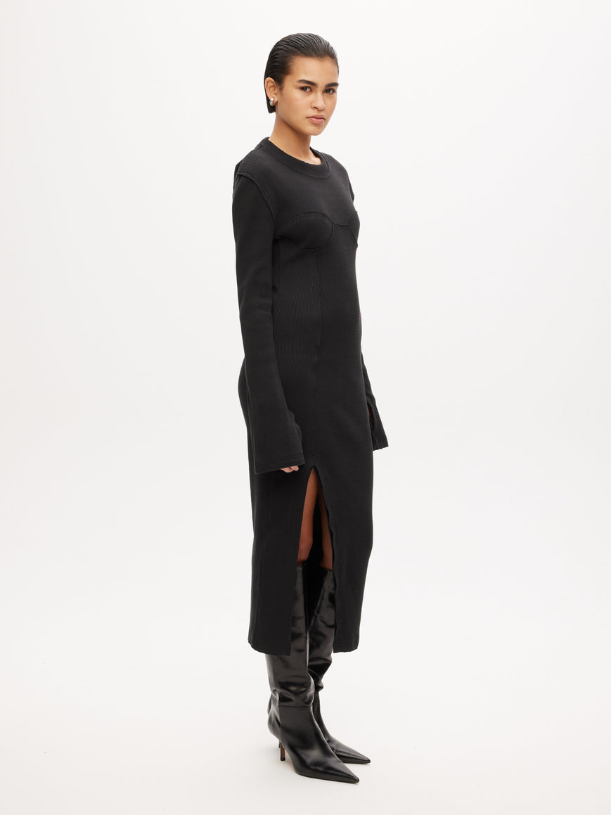 Rib Bustier Seaming Dress