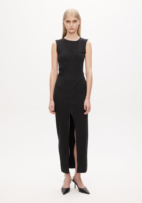 Rib Patchwork Sleeveless Dress