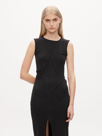 Rib Patchwork Sleeveless Dress