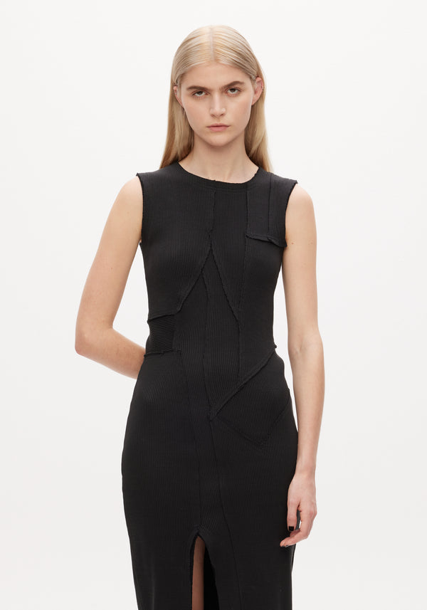 Rib Patchwork Sleeveless Dress