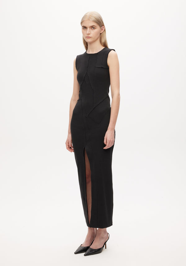 Rib Patchwork Sleeveless Dress