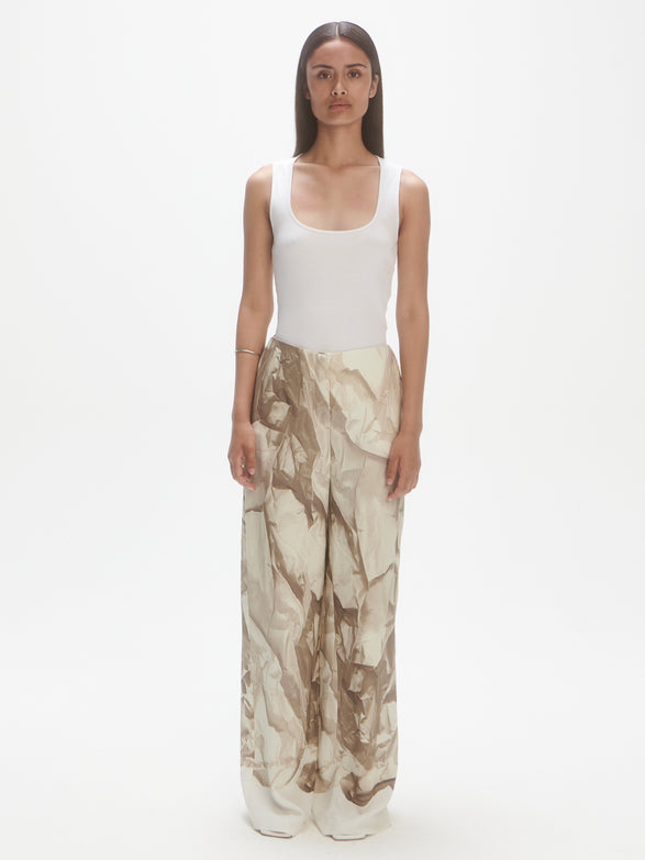 Fluid trousers | crushed paper print