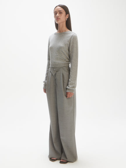 Folded waist tailoring trousers | grey melange
