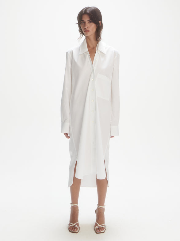 Double collar shirt dress | white